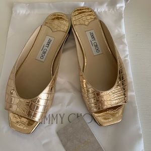Authentic Jimmy Choo gold metallic flats 38 $550